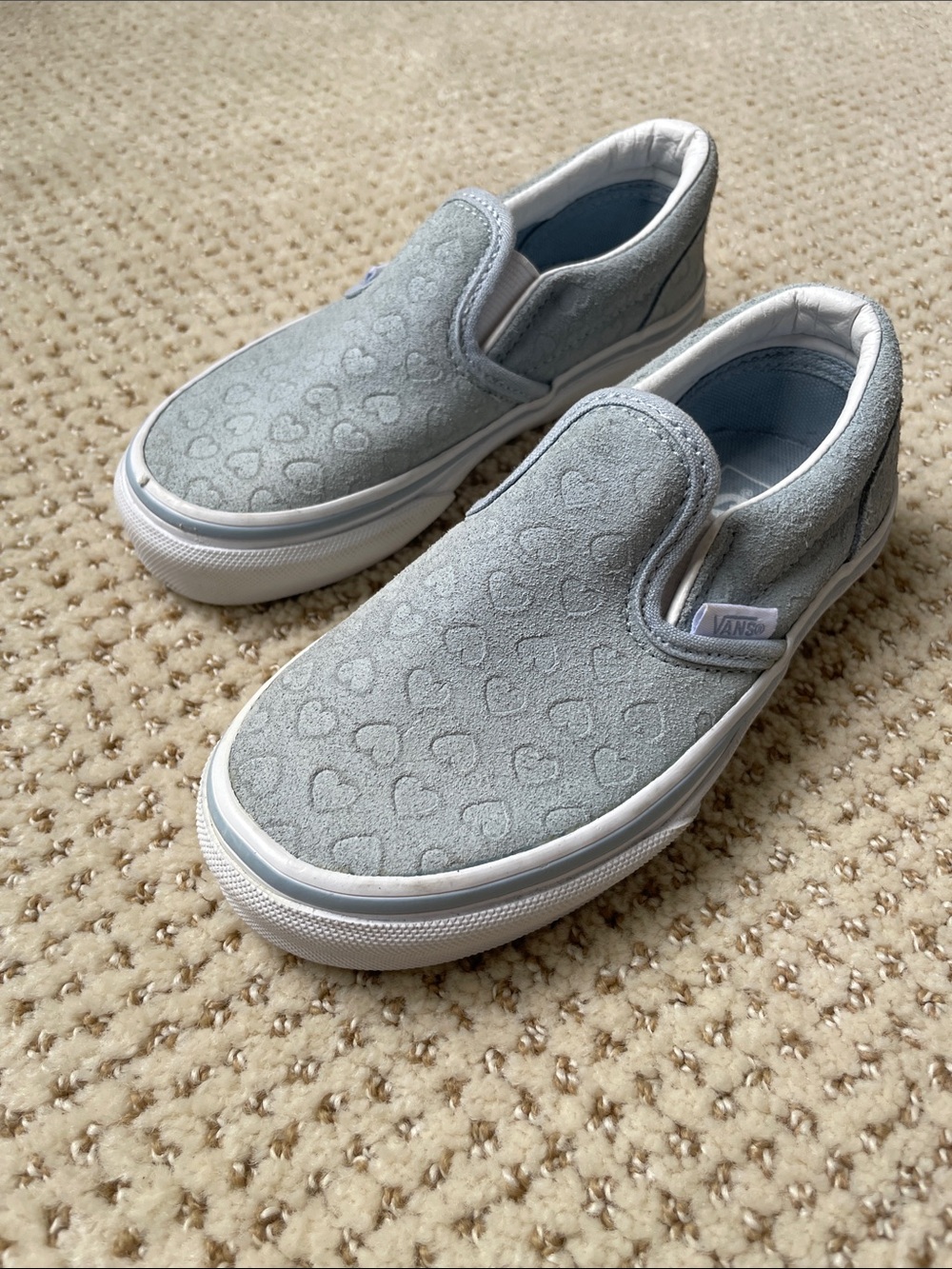 Vans Kids Suede Slip-On Sneakers with Heart Pattern